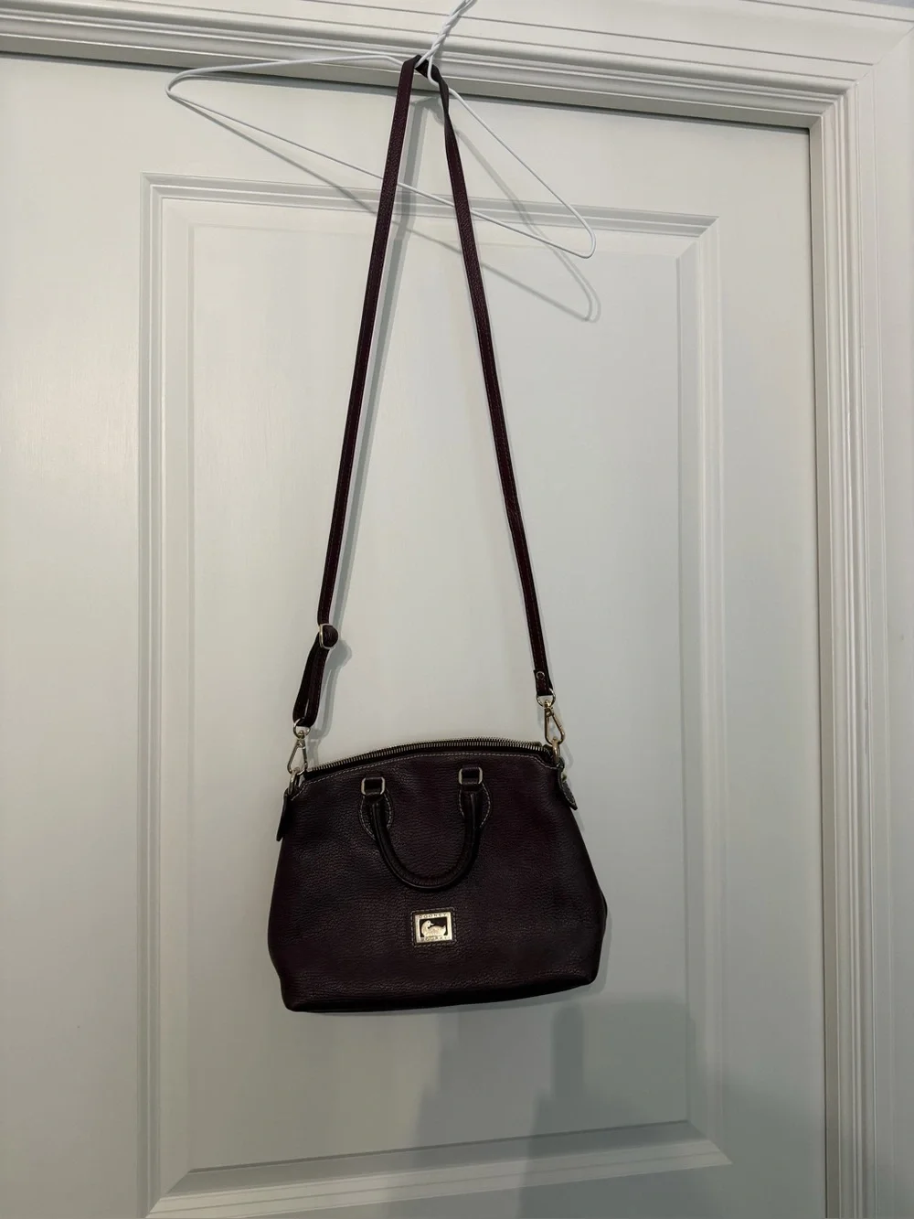 Dooney & Bourke Burgundy Leather Satchel with Gold Hardware